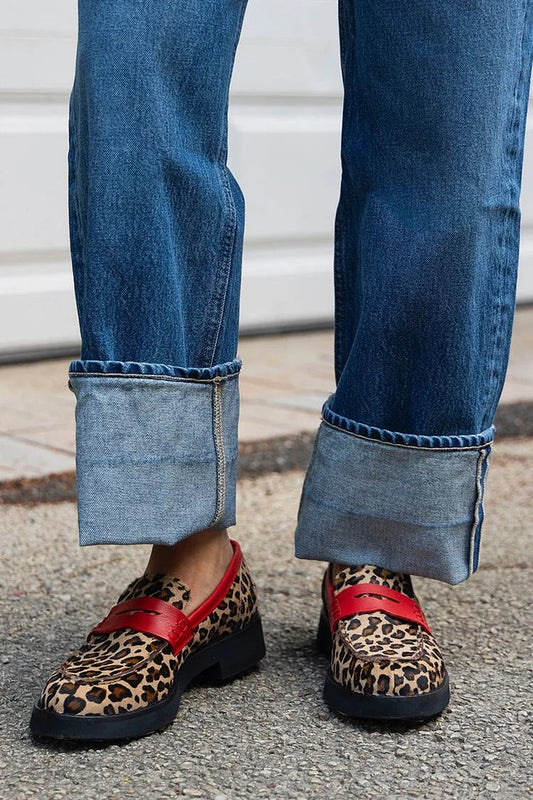 Madeline | Leopard Print Loafer With Red Detail