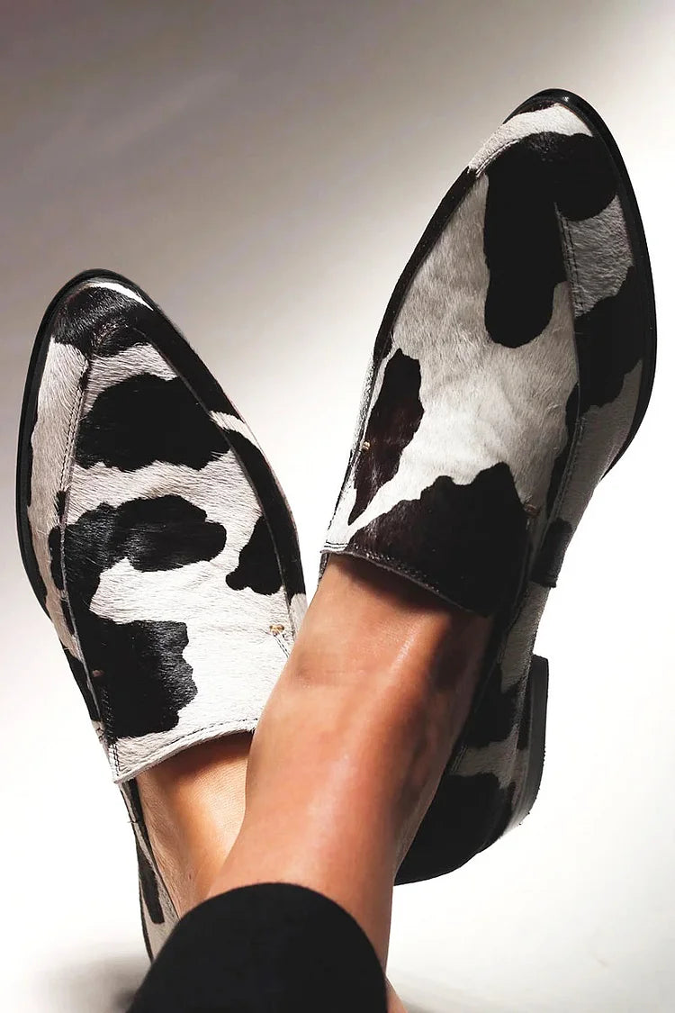 Josephine | Cow Print Slip Ons