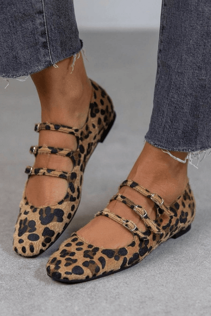 Violet | Leopard Buckle Flats