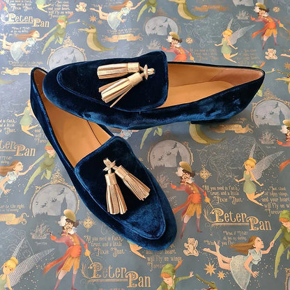 Bailey | Midnight Elegance Loafers With Champagne Tassels