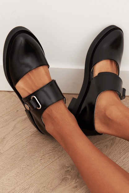 Allison | Black Buckle Loafers