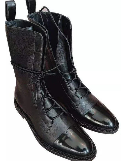 Victoria | Polished Lace Up Boots