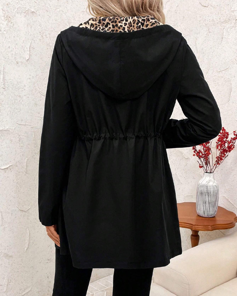 Annie | Reversible Hooded Coat with Leopard Print