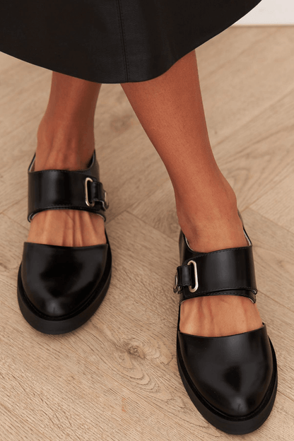 Allison | Black Buckle Loafers