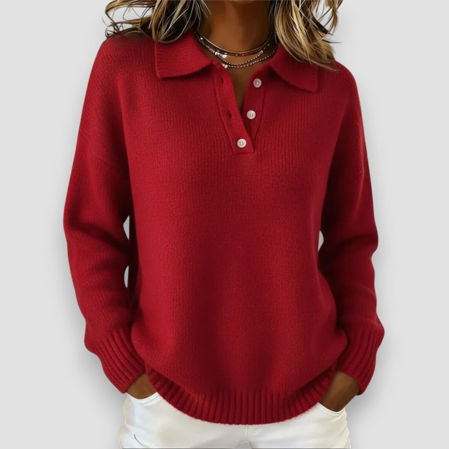Nova | Soft Knit Polo Sweater